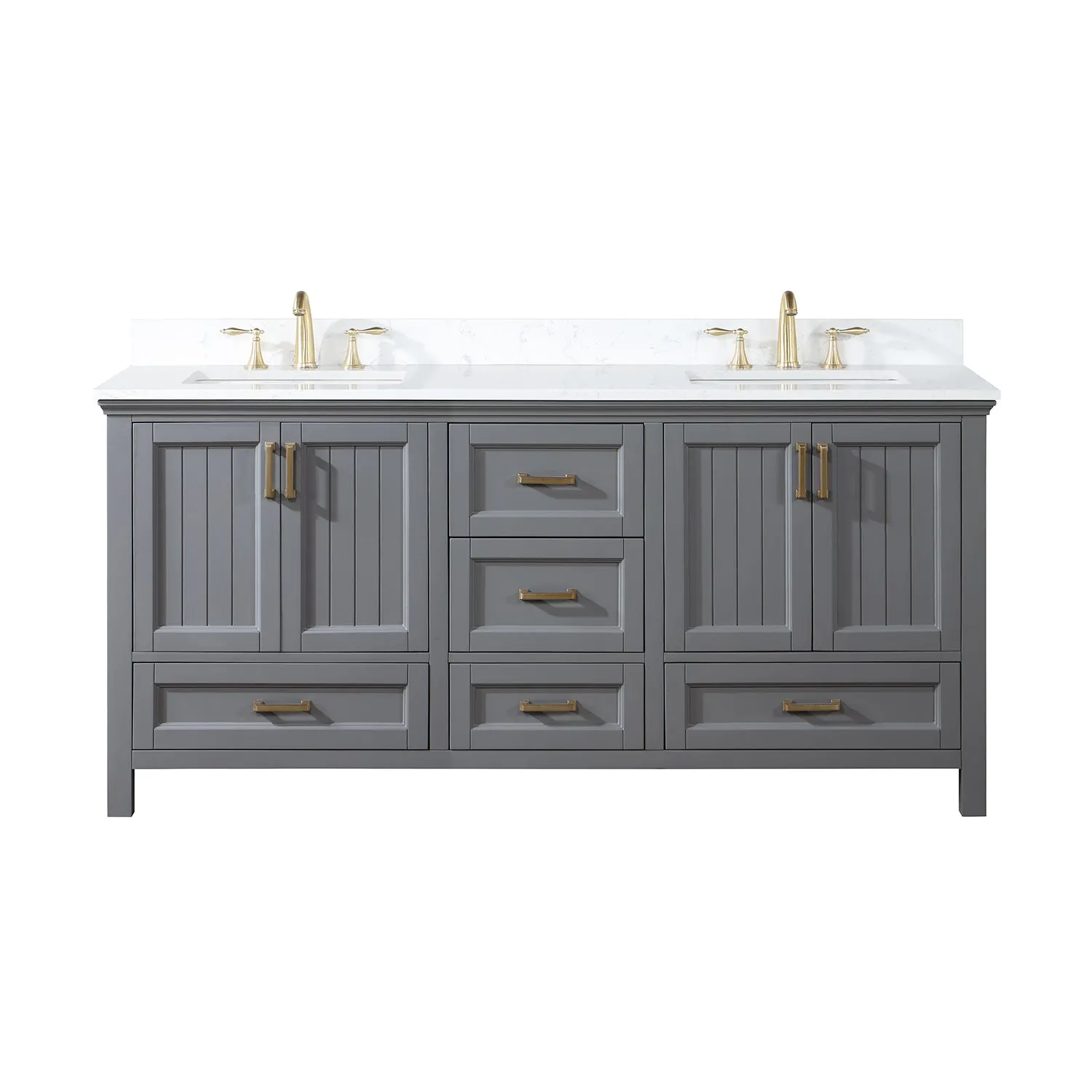 Isla 72" Double Bathroom Vanity Set with Aosta White Marble Countertop