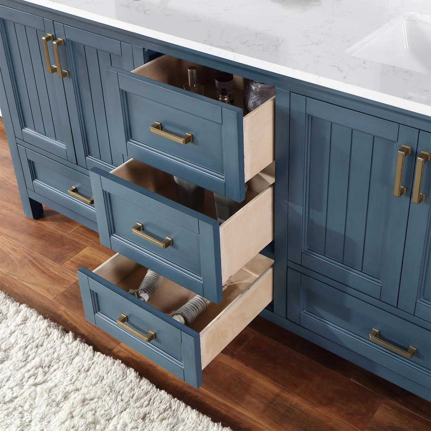 Isla 72" Double Bathroom Vanity Set with Aosta White Marble Countertop