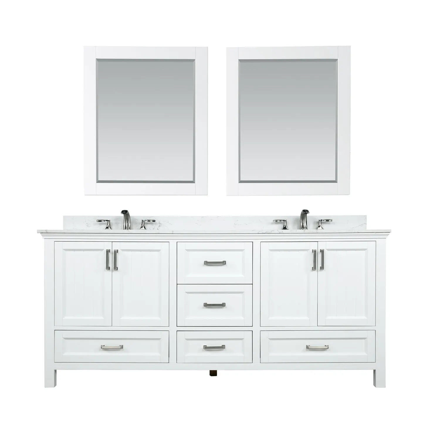 Isla 72" Double Bathroom Vanity Set with Aosta White Marble Countertop
