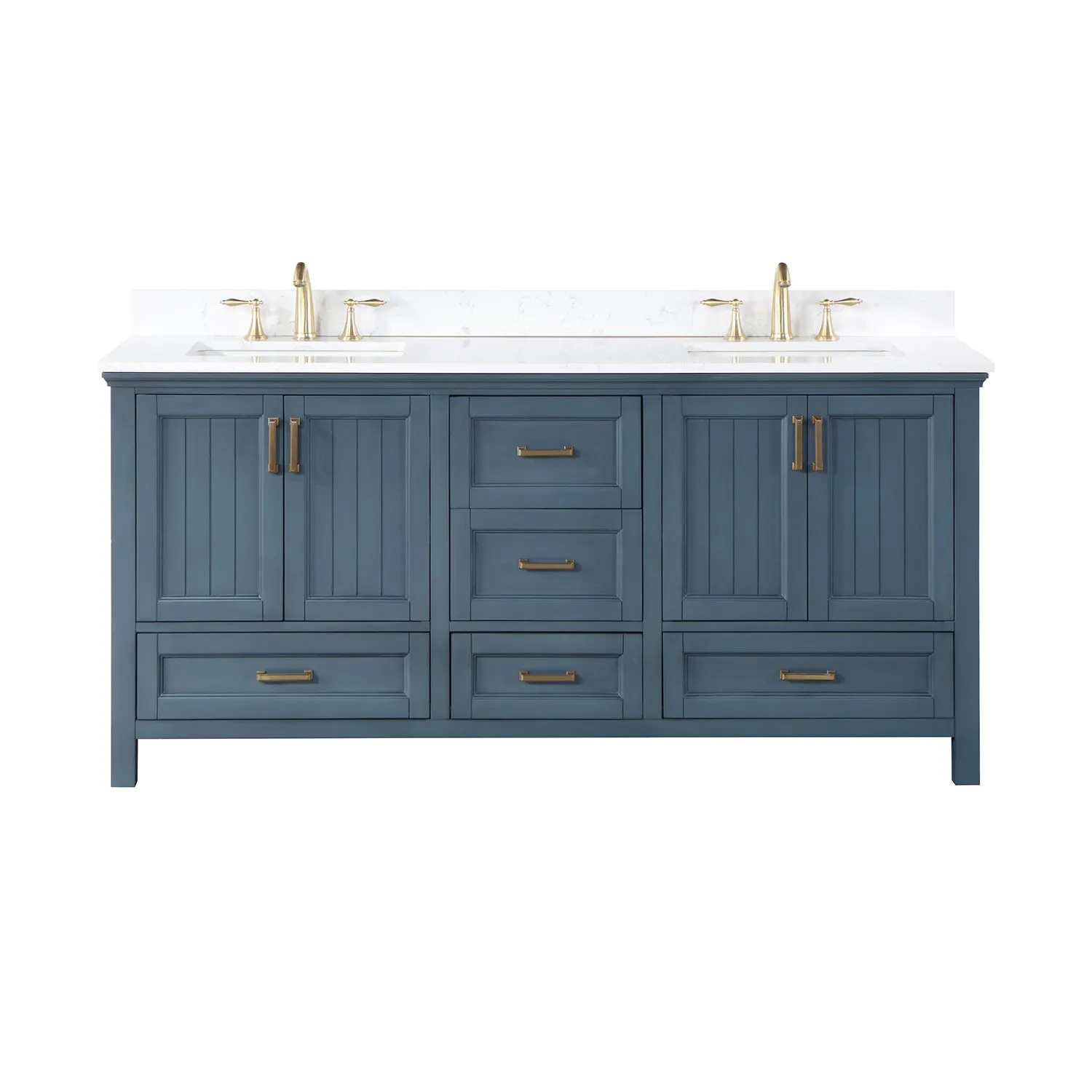 Isla 72" Double Bathroom Vanity Set with Aosta White Marble Countertop
