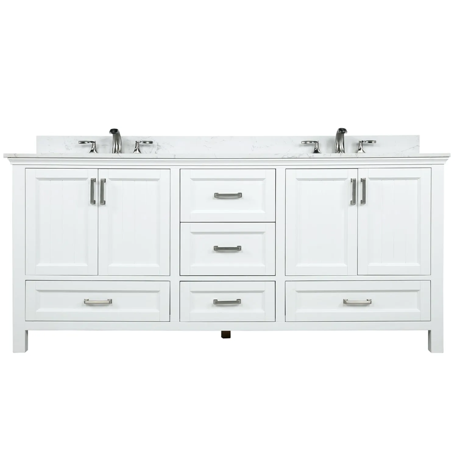 Isla 72" Double Bathroom Vanity Set with Aosta White Marble Countertop