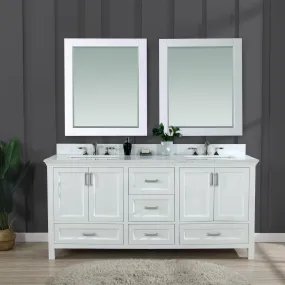 Isla 72" Double Bathroom Vanity Set with Aosta White Marble Countertop