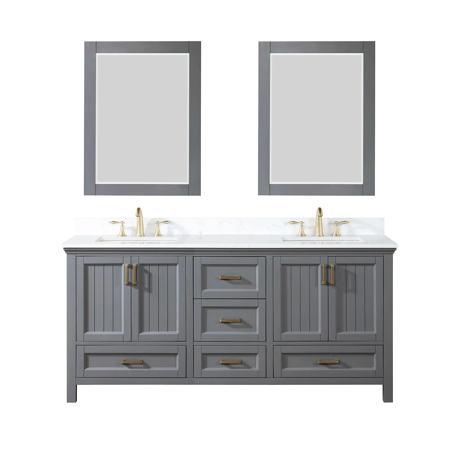Isla 72" Double Bathroom Vanity Set with Aosta White Marble Countertop