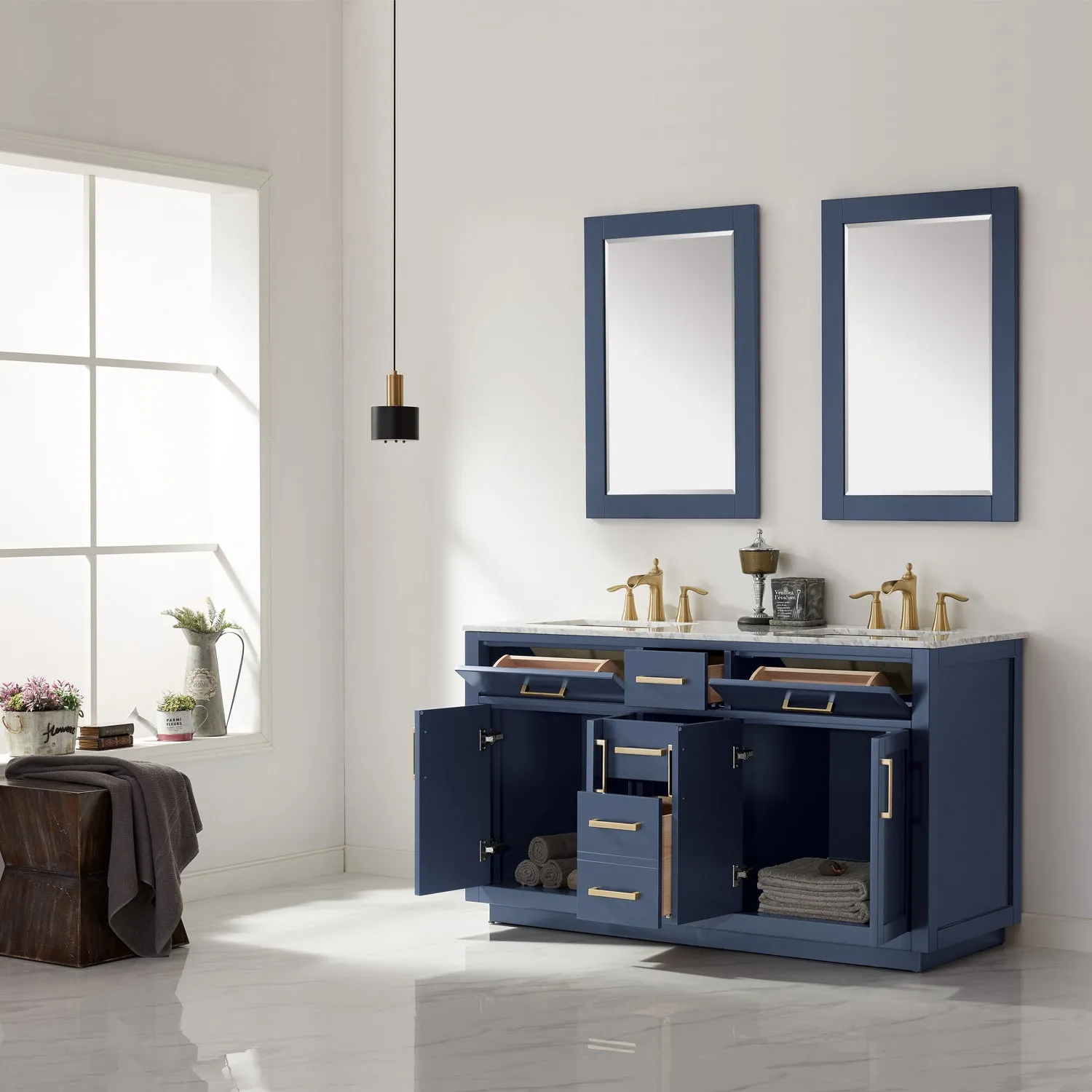 Ivy 60" Double Bathroom Vanity Cabinet Only