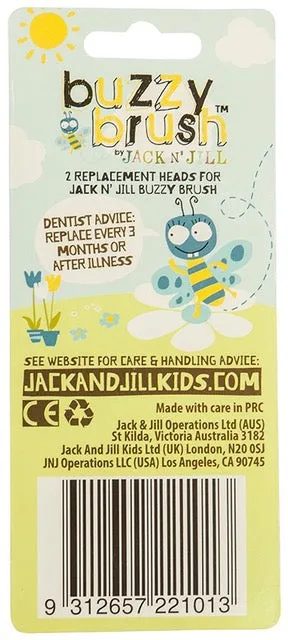 Jack N' Jill Buzzy Brush - 2 Replacement Heads for Electric Toothbrush