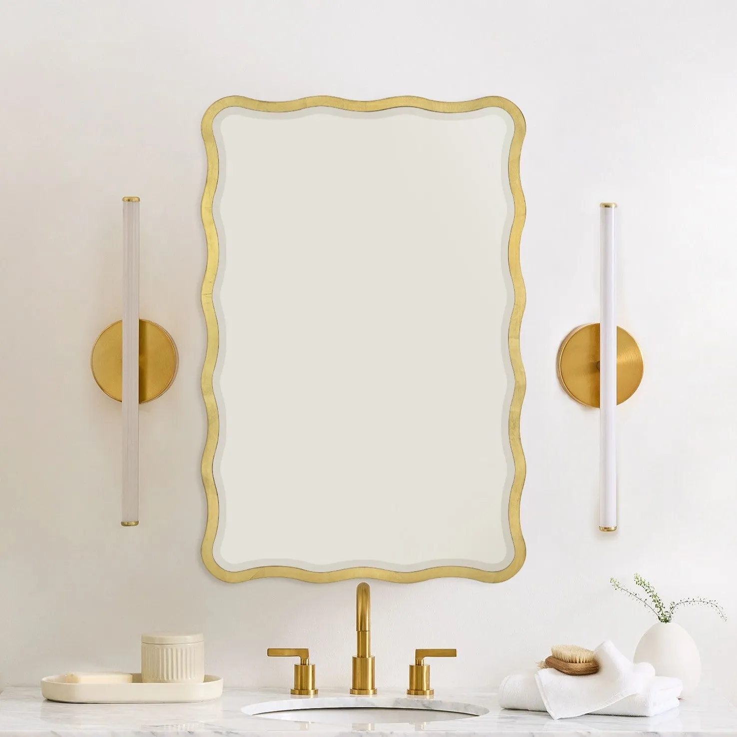 Jasmine Rectangle Framed Beveled Bathroom Vanity Mirror in Antique