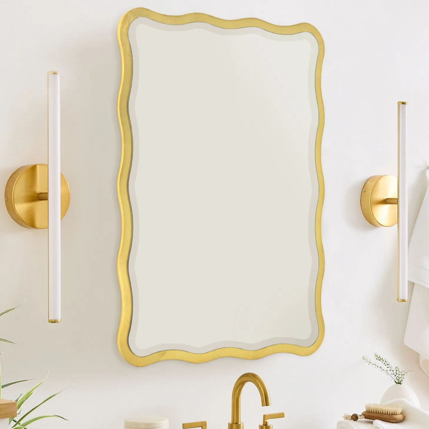 Jasmine Rectangle Framed Beveled Bathroom Vanity Mirror in Antique