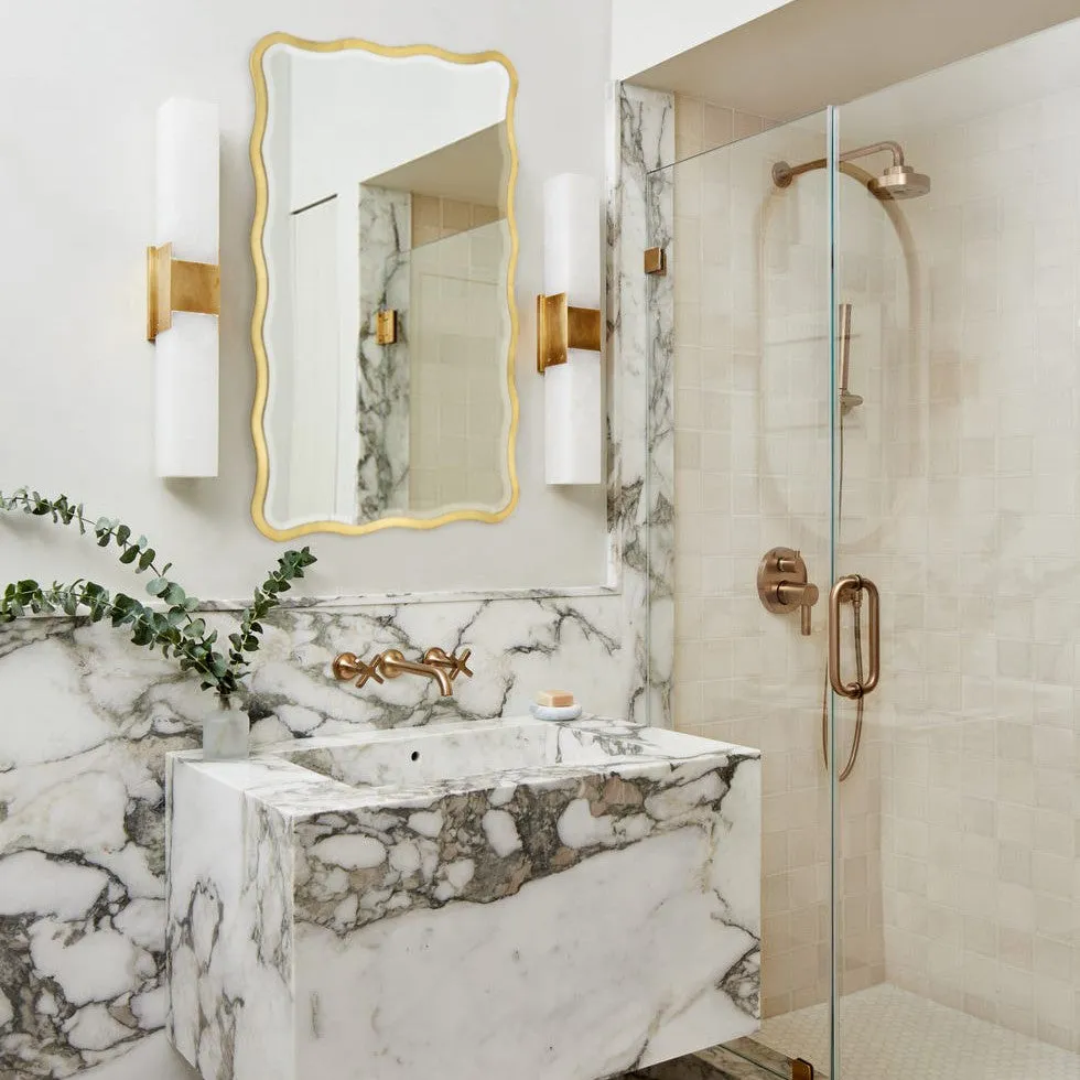 Jasmine Rectangle Framed Beveled Bathroom Vanity Mirror in Antique
