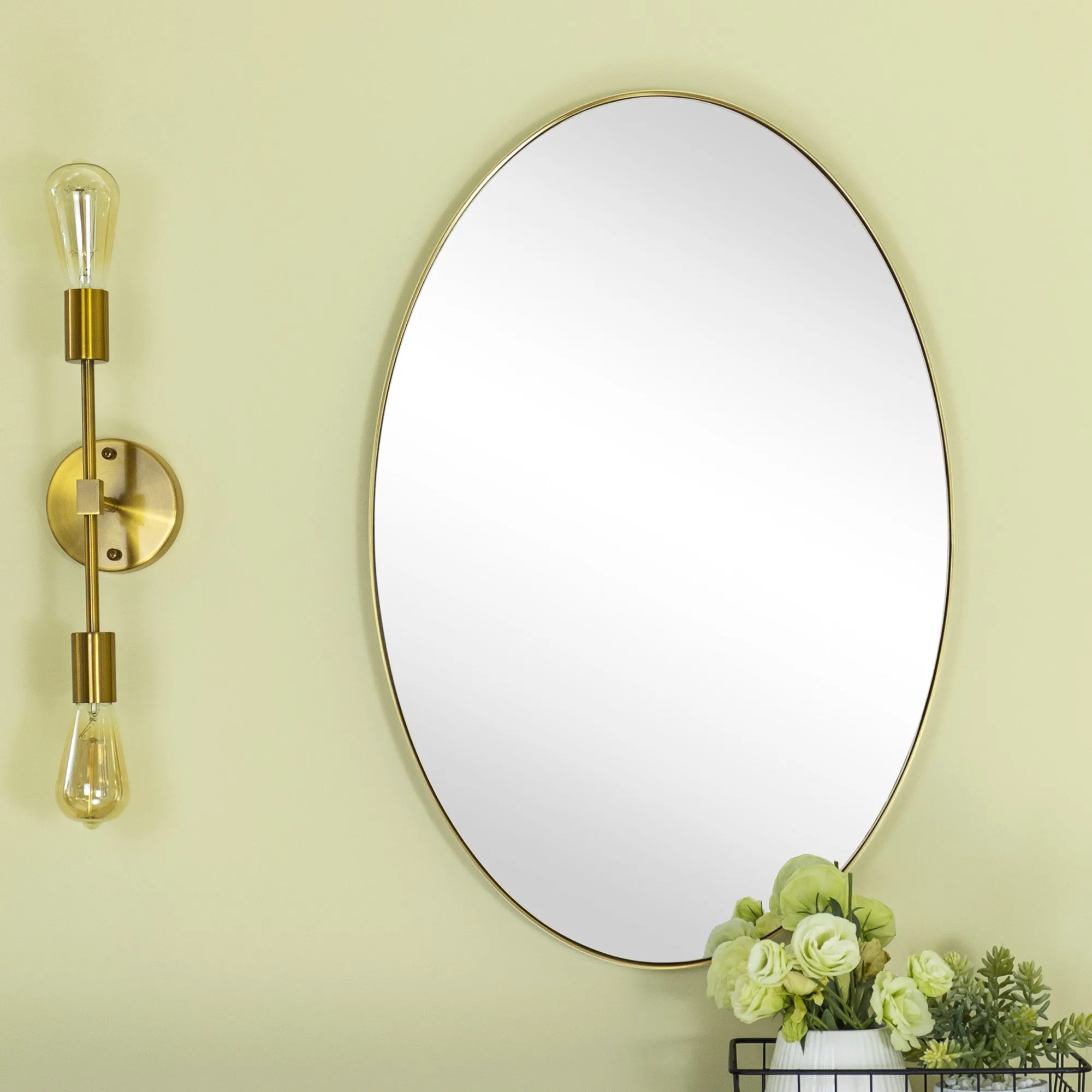 Javell Oval Stainless Steel Framed Wall Mounted Bathroom Vanity Mirror