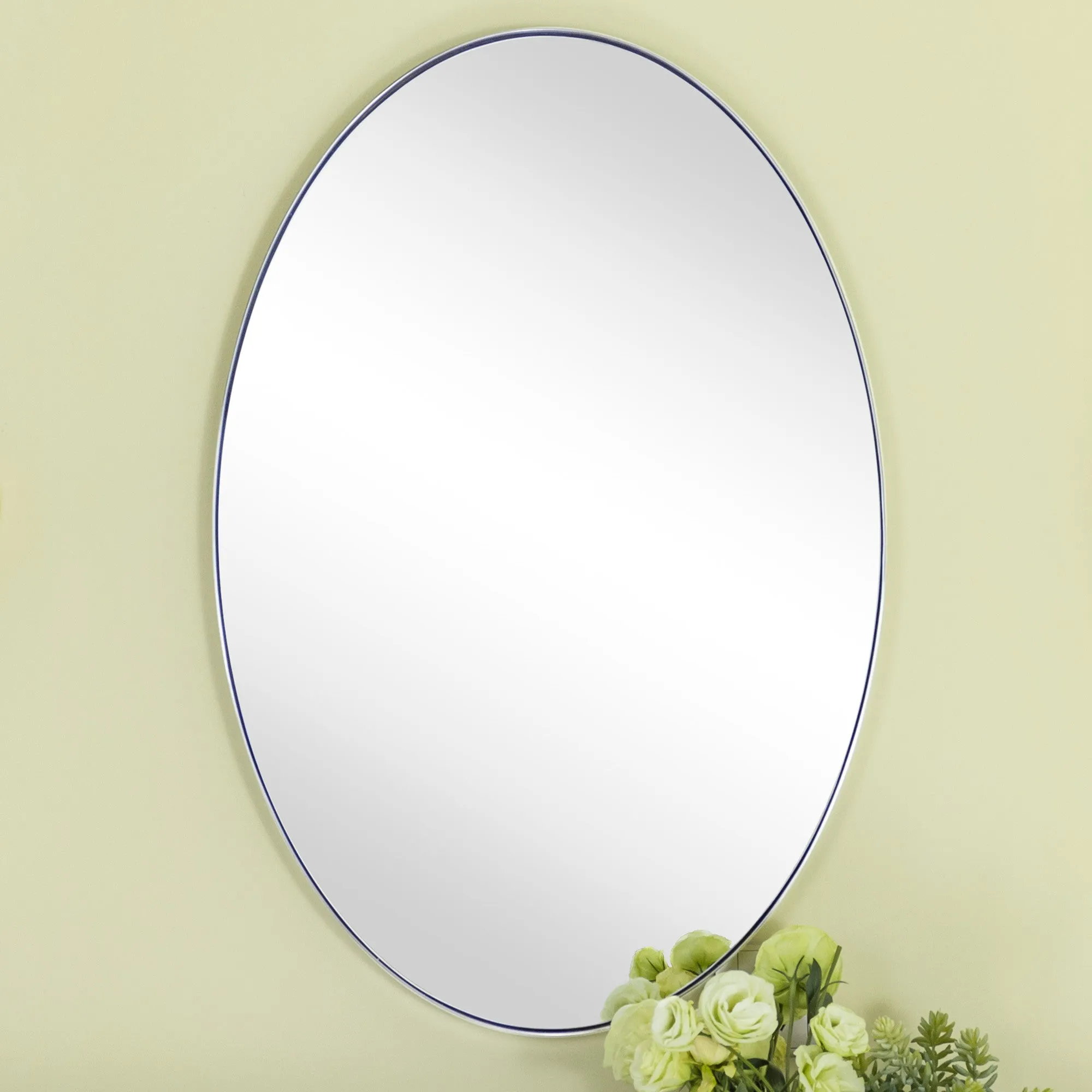 Javell Oval Stainless Steel Framed Wall Mounted Bathroom Vanity Mirror