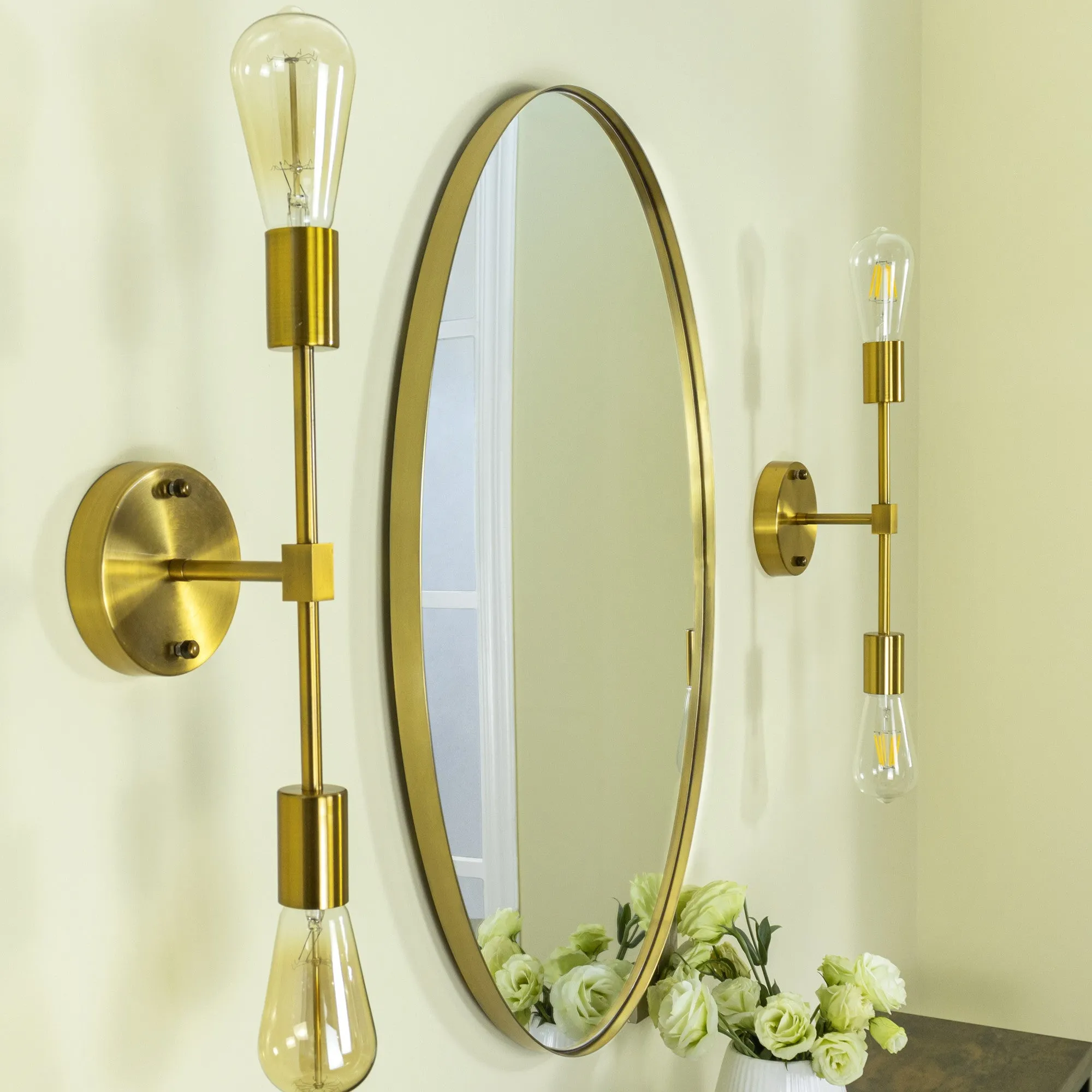 Javell Oval Stainless Steel Framed Wall Mounted Bathroom Vanity Mirror