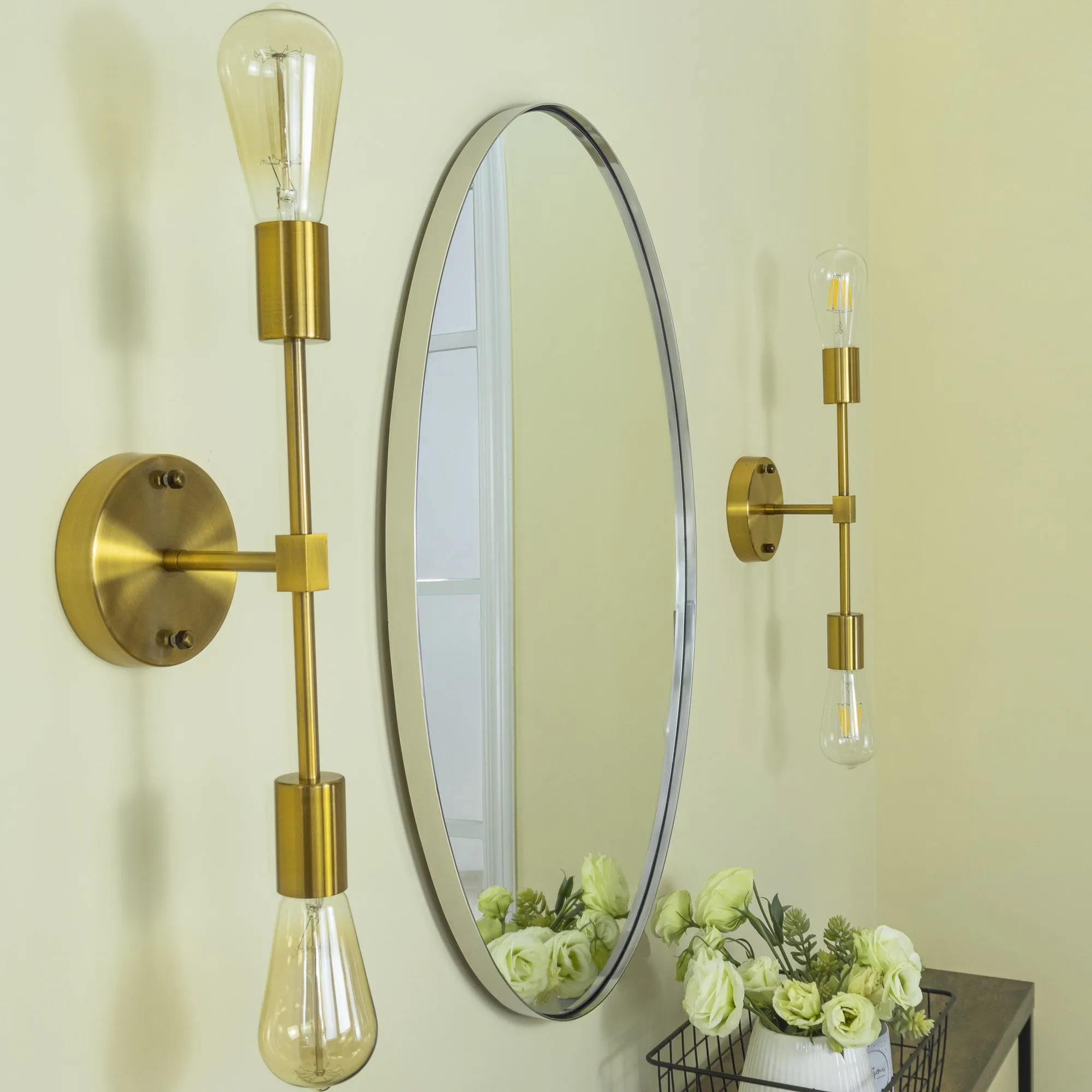Javell Oval Stainless Steel Framed Wall Mounted Bathroom Vanity Mirror