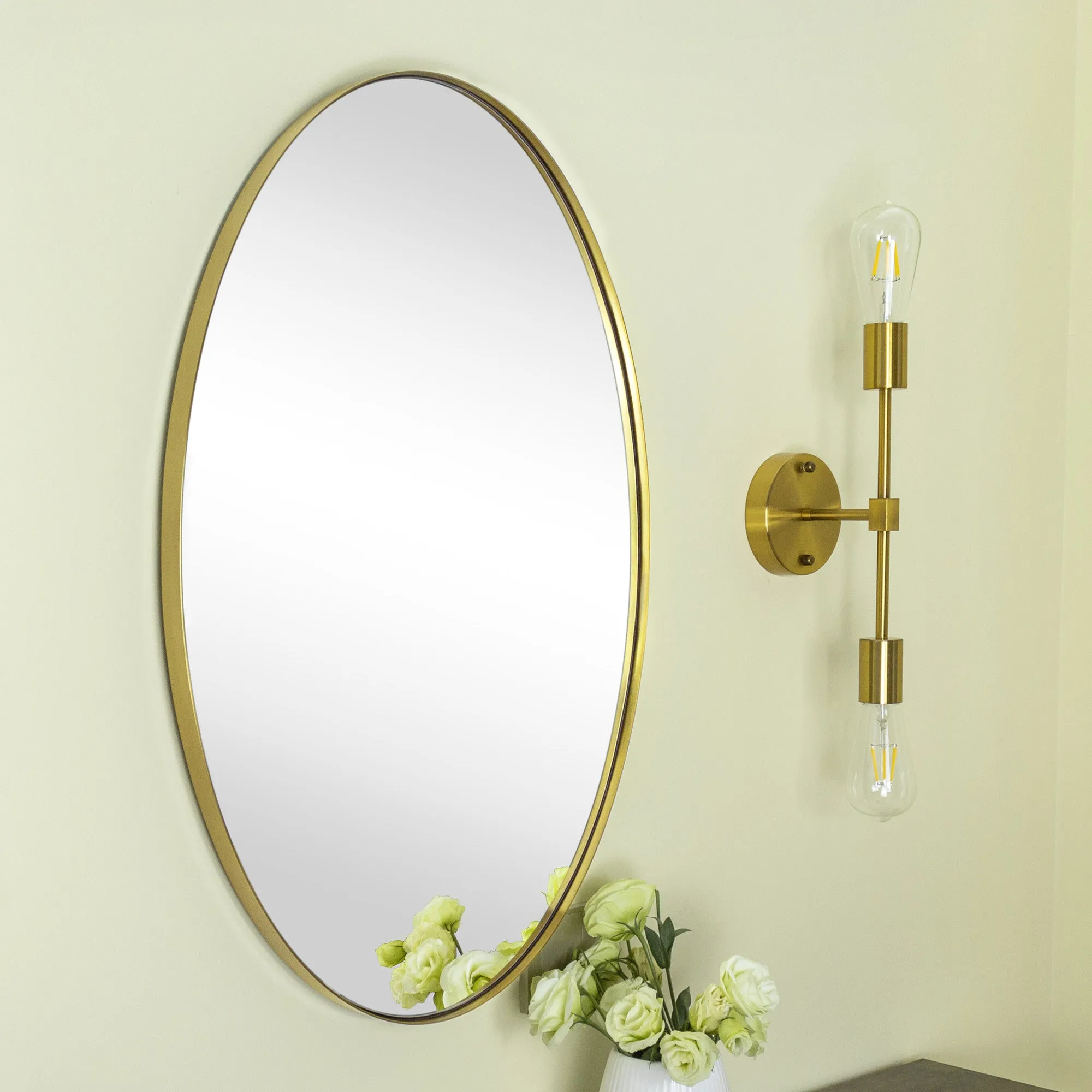 Javell Oval Stainless Steel Framed Wall Mounted Bathroom Vanity Mirror