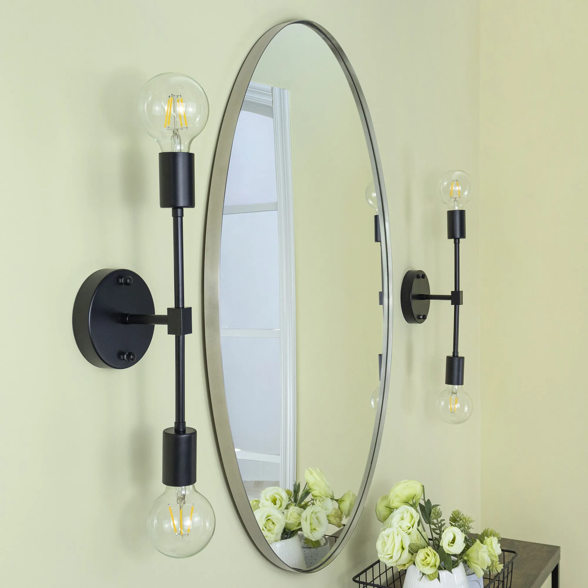 Javell Oval Stainless Steel Framed Wall Mounted Bathroom Vanity Mirror