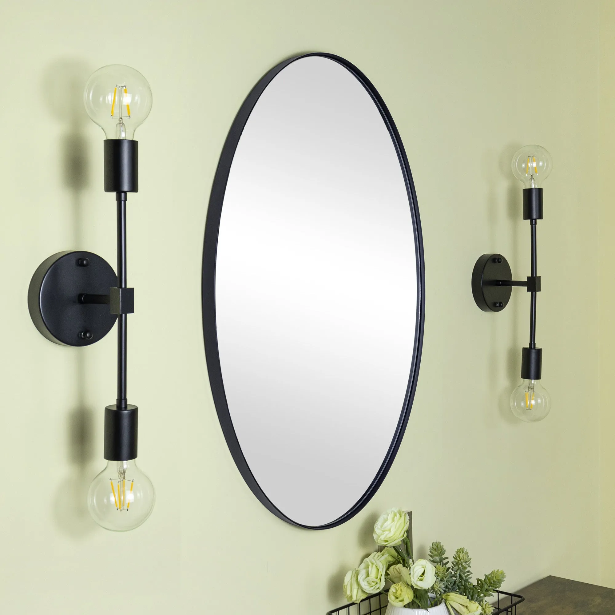 Javell Oval Stainless Steel Framed Wall Mounted Bathroom Vanity Mirror