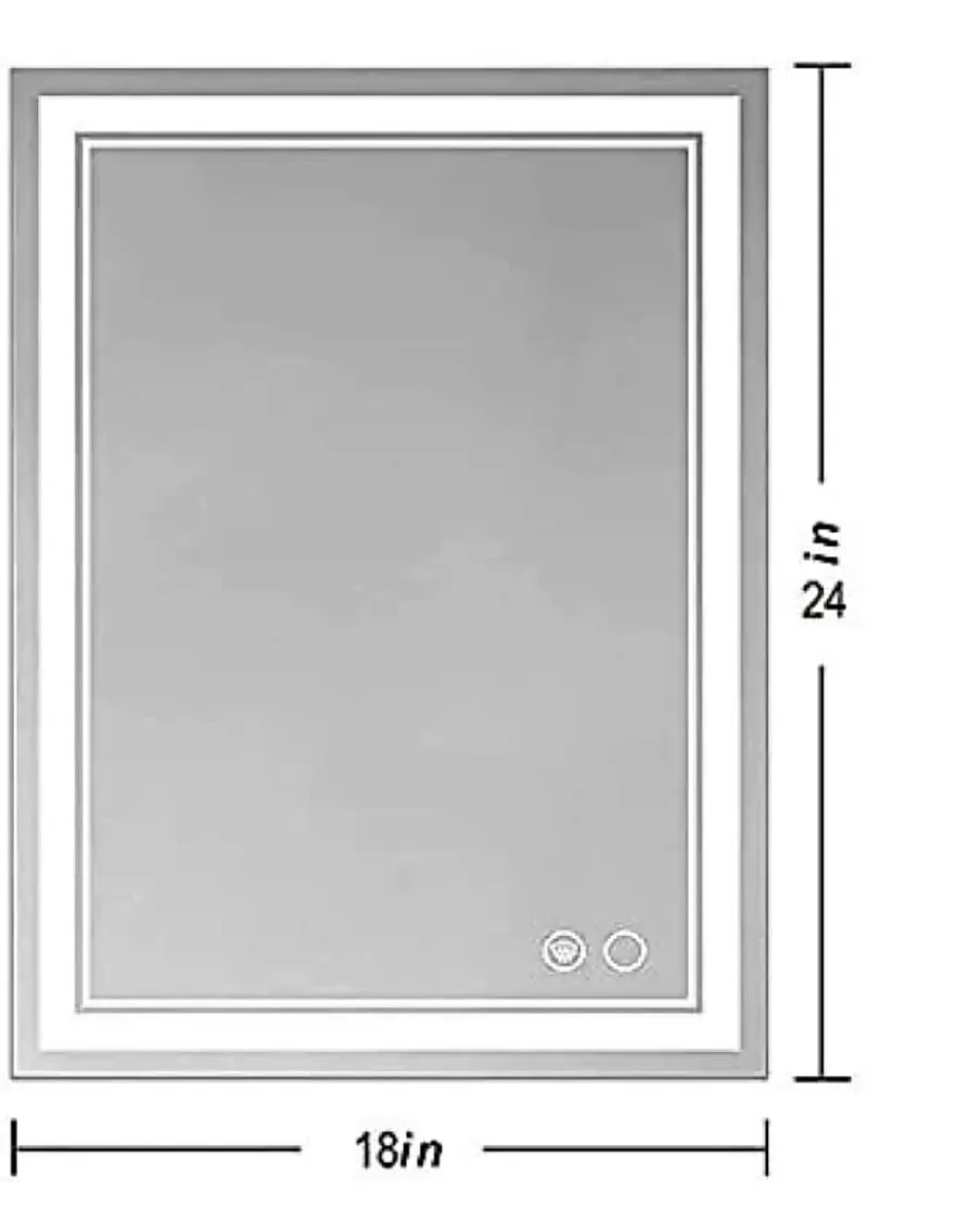 JOZIBA® Glass led Wall Mounted Bathroom Mirror with Defog Button in Triple Light (18 x 24 Inch_36, Vertical Design, Unframed)