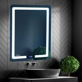 JOZIBA® Glass led Wall Mounted Bathroom Mirror with Defog Button in Triple Light (18 x 24 Inch_36, Vertical Design, Unframed)