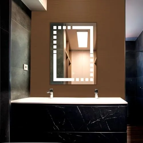 KAMAL INTERIORS Rectangular Wall Mounting Mirror with Light |Bathroom Mirror,Venity Mirror,Smart Mirror| LED Mirror 3 Tone (Cool White, Natural White, Warm White).
