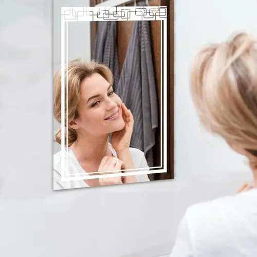 KAMAL INTERIORS Rectengale Wall Mounting Mirror with Light |Bathroom Mirror,Venity Mirror,Smart Mirror | LED Mirror 3 Tone (Cool White, Natural White, Warm White).