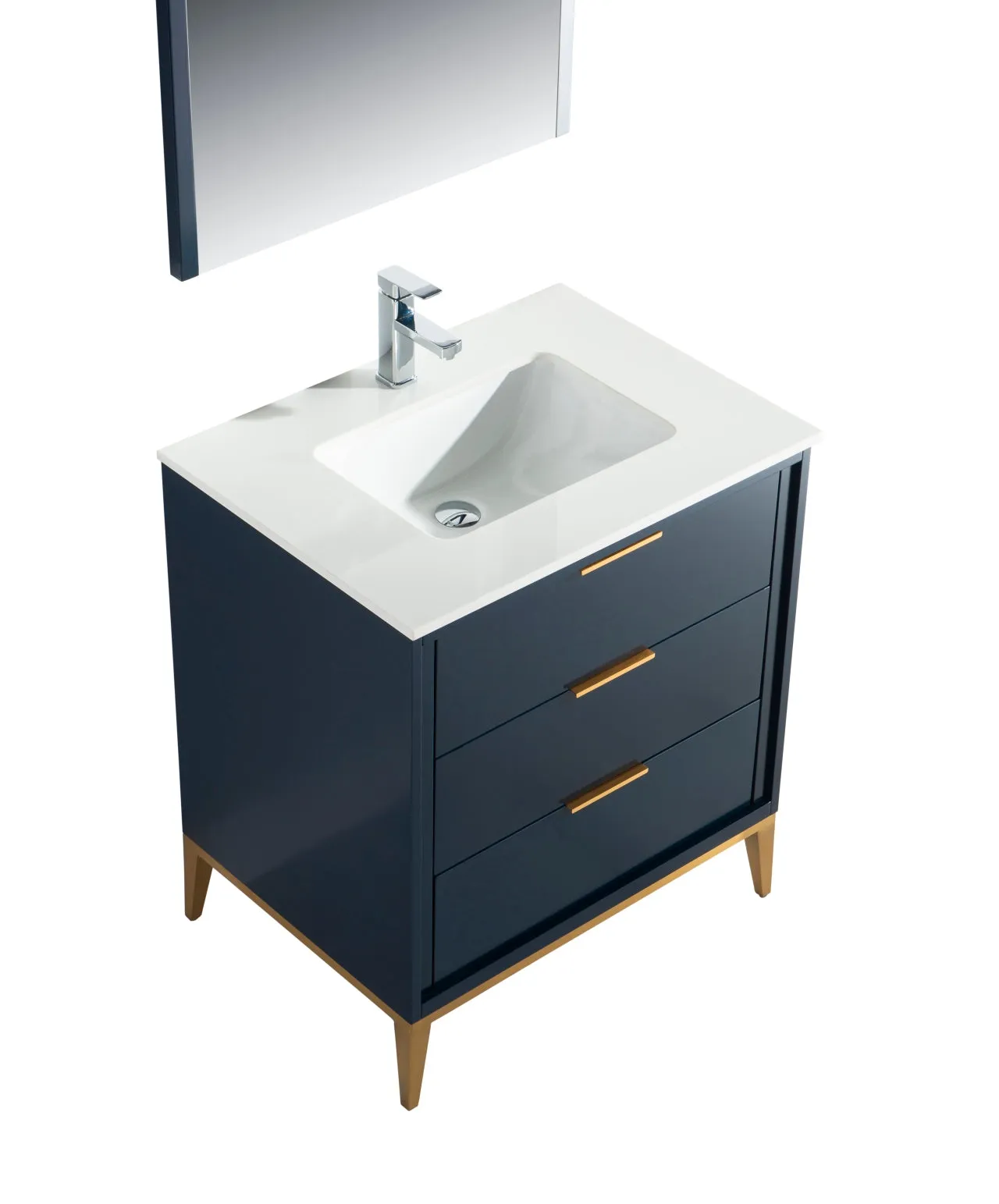 KD99BL ,30″ GLOSS BLUE VANITY WITH QUARTZ COUNTER TOP