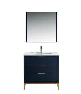 KD99BL ,36″ GLOSS BLUE VANITY WITH QUARTZ COUNTER TOP