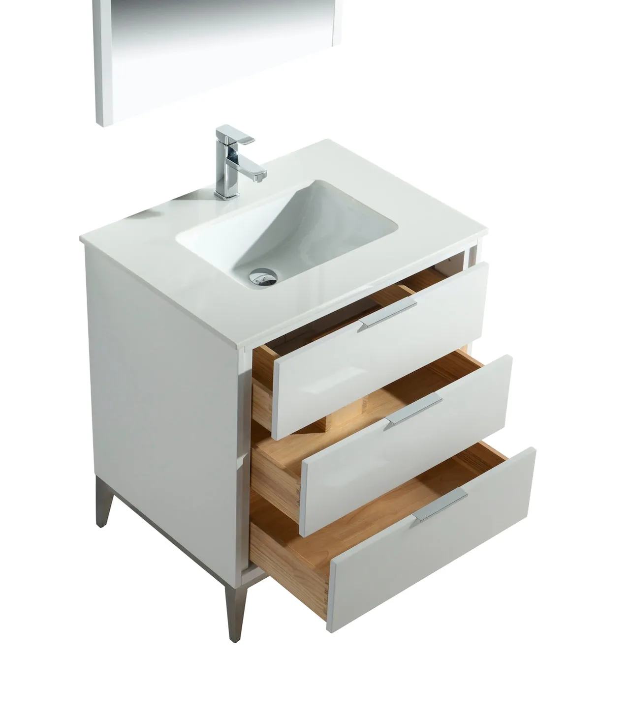 KD99GW ,30″ GLOSS WHITE VANITY WITH QUARTZ COUNTER TOP