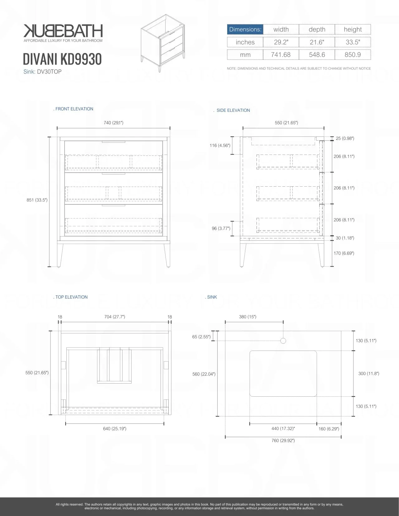 KD99GW ,30″ GLOSS WHITE VANITY WITH QUARTZ COUNTER TOP