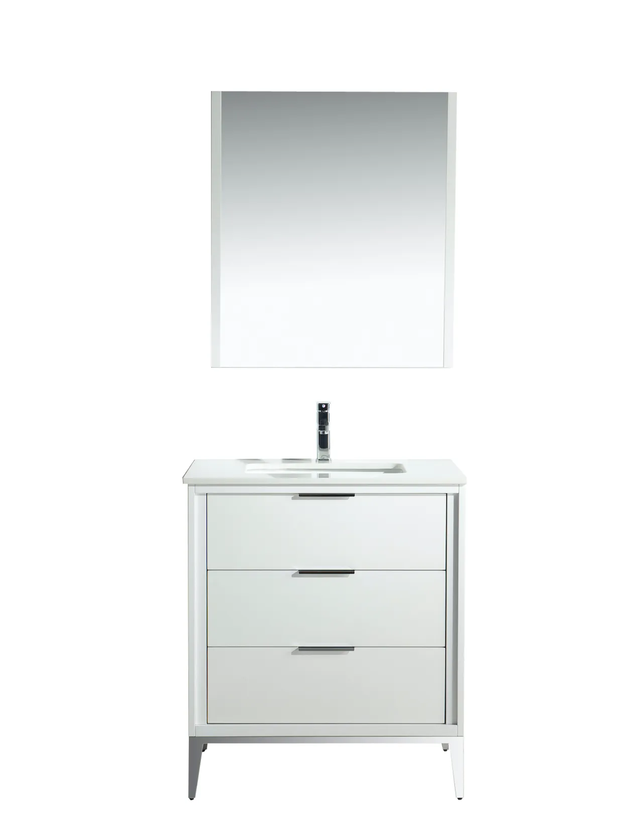 KD99GW ,30″ GLOSS WHITE VANITY WITH QUARTZ COUNTER TOP