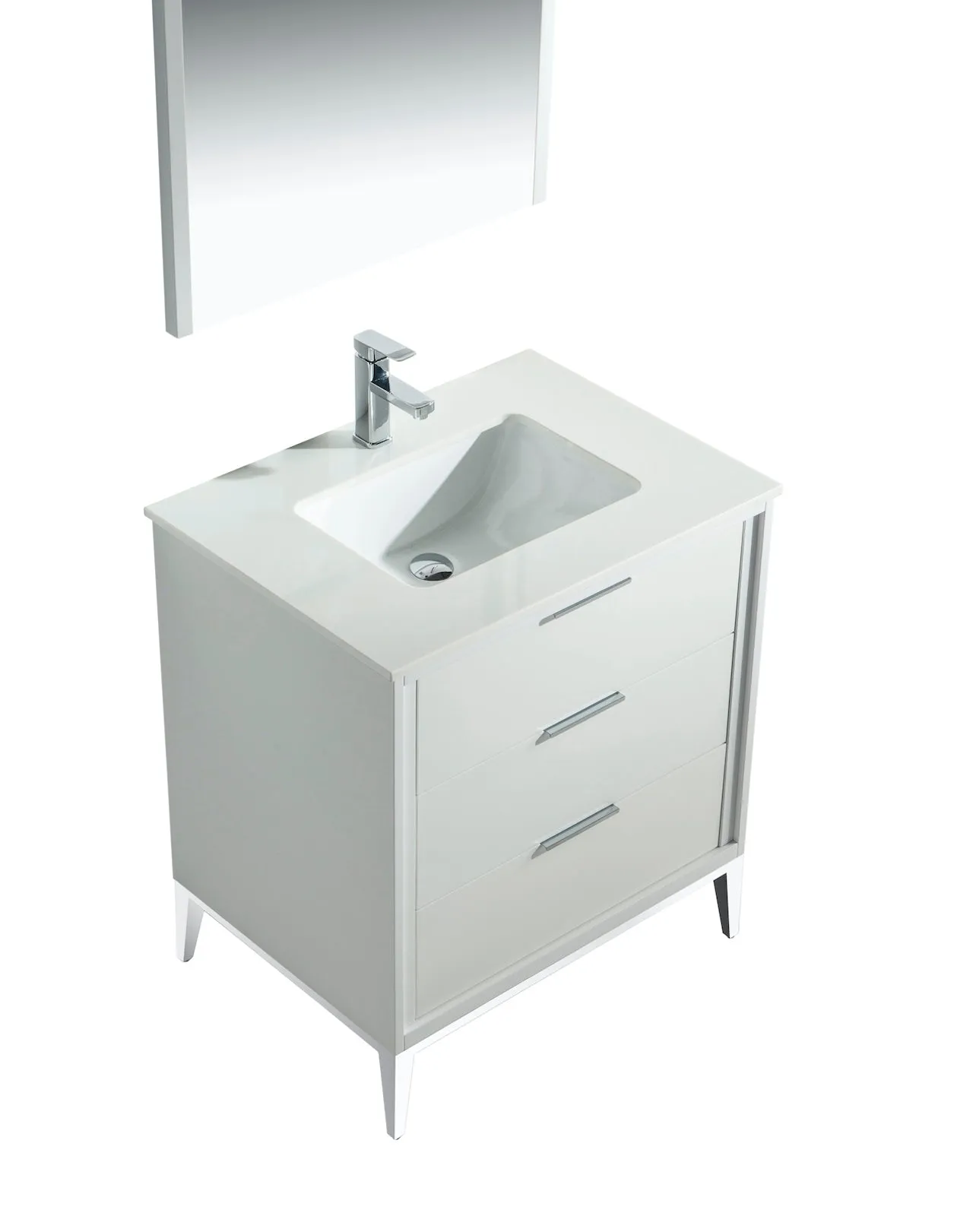 KD99GW ,30″ GLOSS WHITE VANITY WITH QUARTZ COUNTER TOP