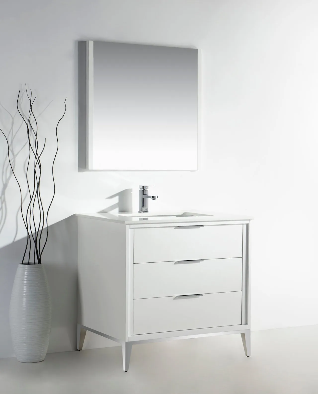 KD99GW ,36″ GLOSS WHITE VANITY WITH QUARTZ COUNTER TOP