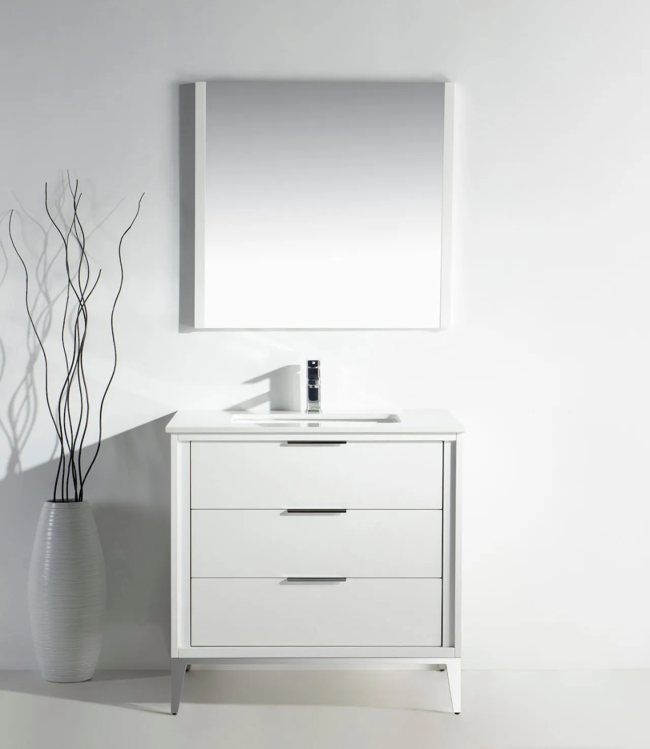 KD99GW ,36″ GLOSS WHITE VANITY WITH QUARTZ COUNTER TOP