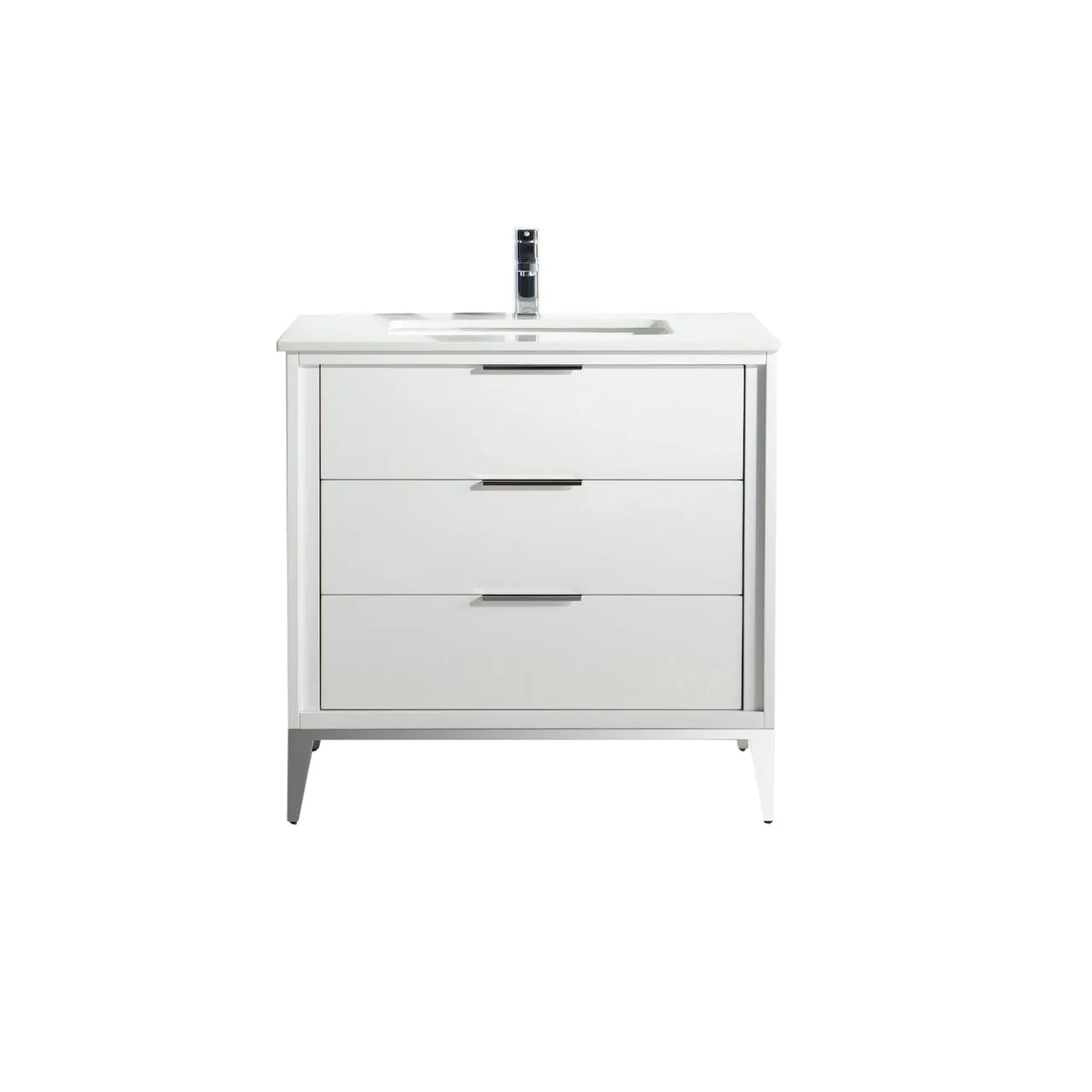 KD99GW ,36″ GLOSS WHITE VANITY WITH QUARTZ COUNTER TOP