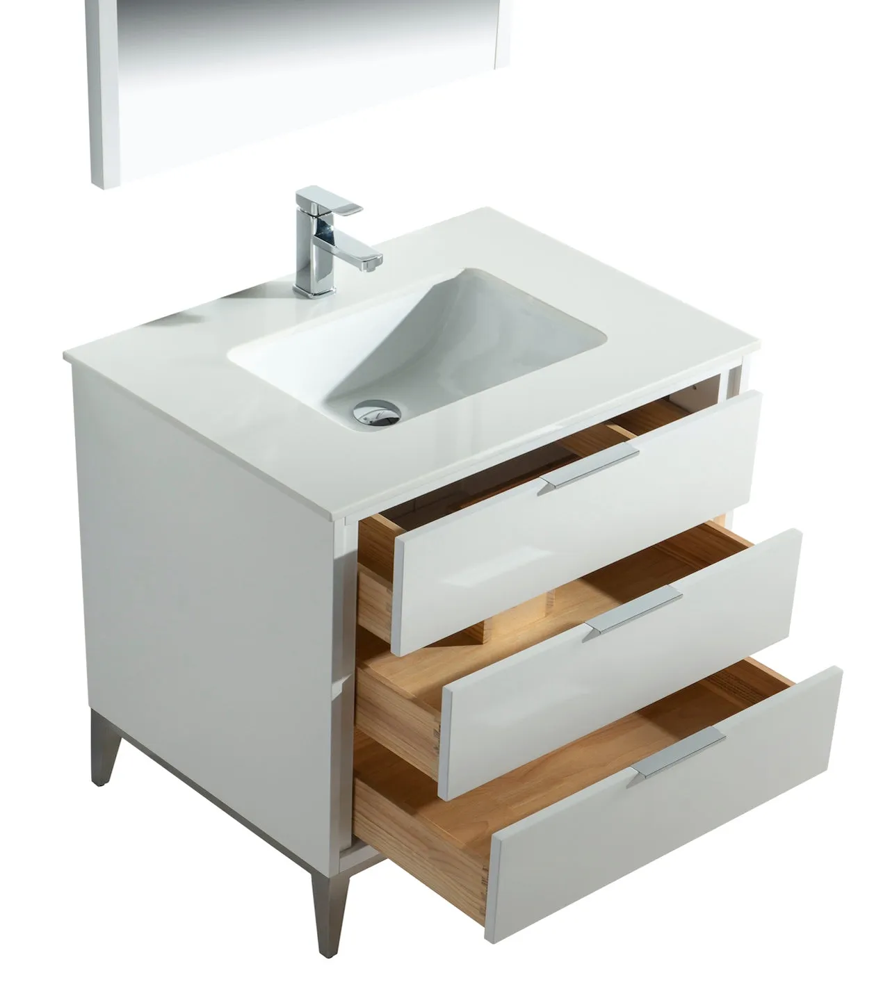KD99GW ,36″ GLOSS WHITE VANITY WITH QUARTZ COUNTER TOP