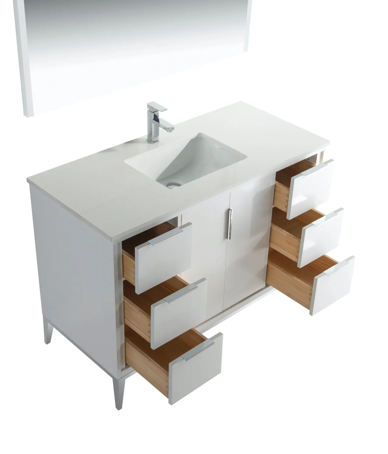 KD99GW ,48″ GLOSS WHITE VANITY WITH QUARTZ COUNTER TOP