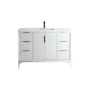 KD99GW ,48″ GLOSS WHITE VANITY WITH QUARTZ COUNTER TOP