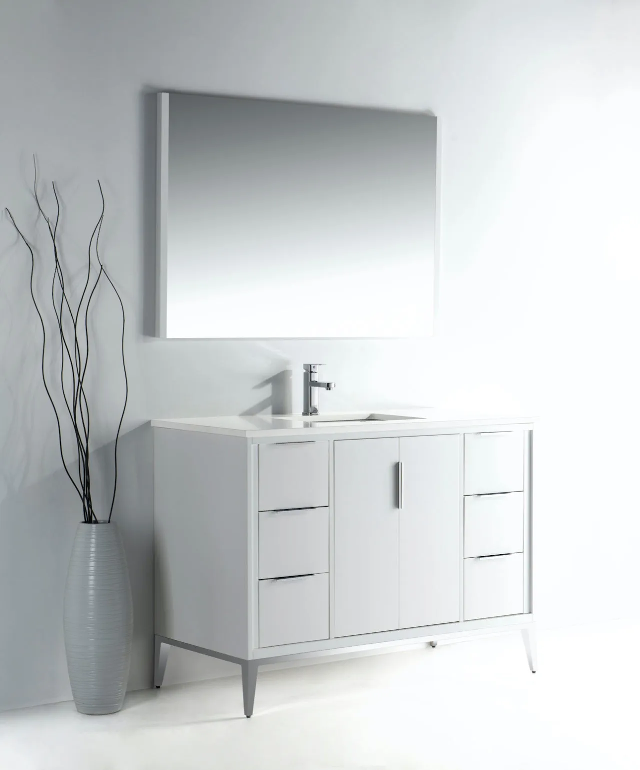KD99GW ,48″ GLOSS WHITE VANITY WITH QUARTZ COUNTER TOP