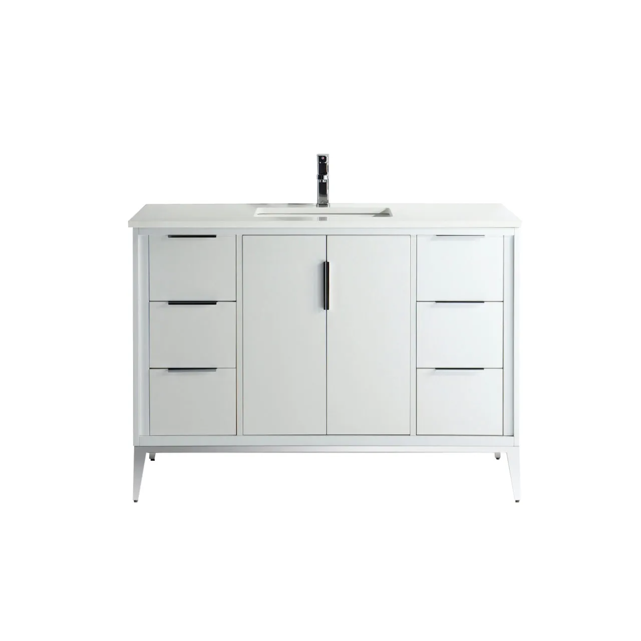KD99GW ,48″ GLOSS WHITE VANITY WITH QUARTZ COUNTER TOP