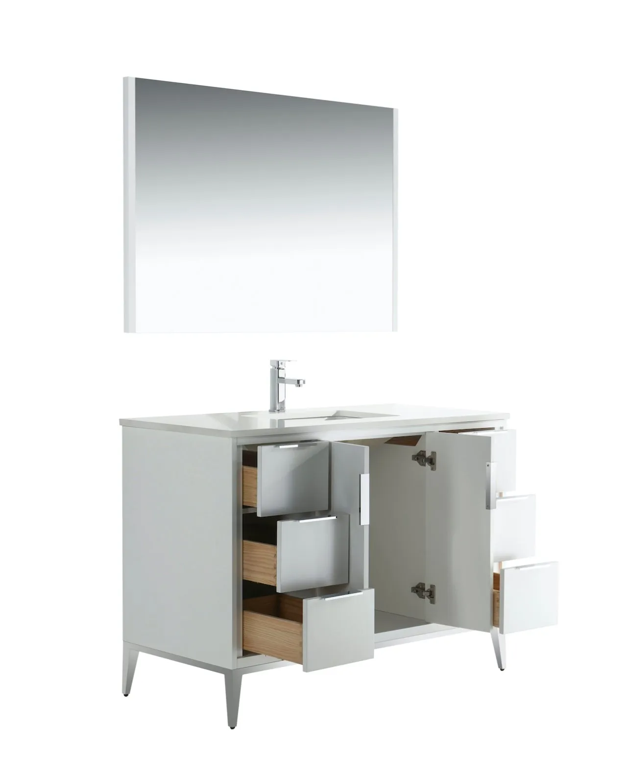 KD99GW ,48″ GLOSS WHITE VANITY WITH QUARTZ COUNTER TOP