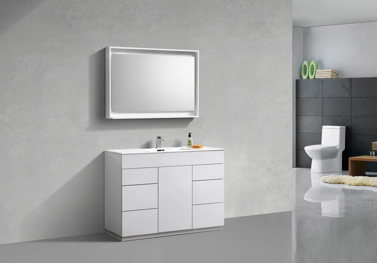 KFM48" High Gloss White , Floor Standing Modern Bathroom Vanity