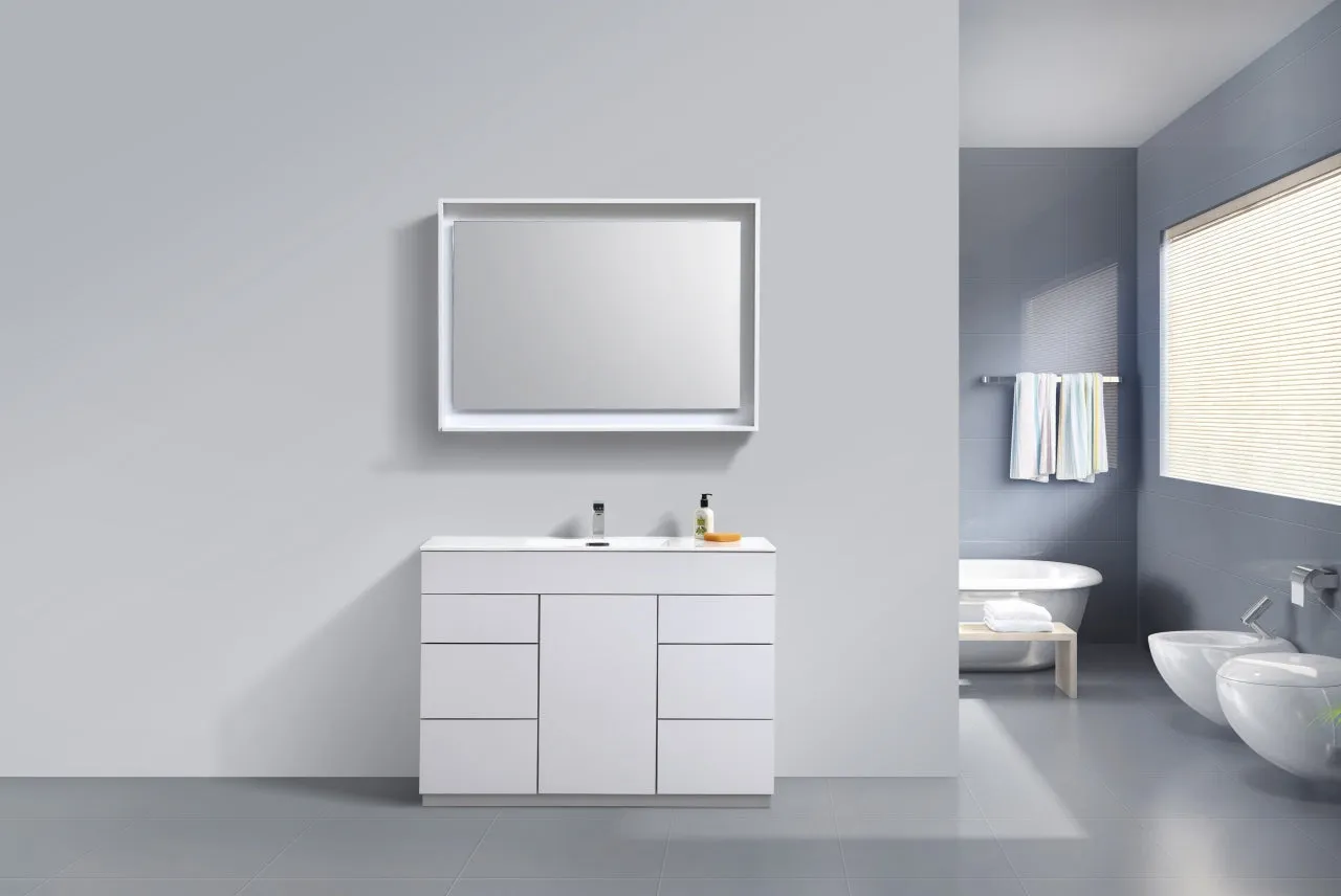 KFM48" High Gloss White , Floor Standing Modern Bathroom Vanity