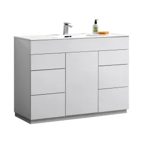 KFM48" High Gloss White , Floor Standing Modern Bathroom Vanity