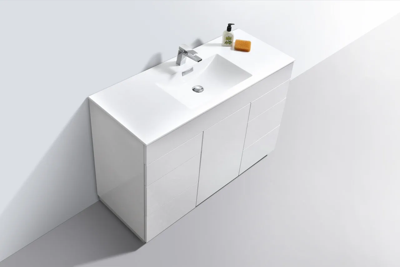 KFM48" High Gloss White , Floor Standing Modern Bathroom Vanity