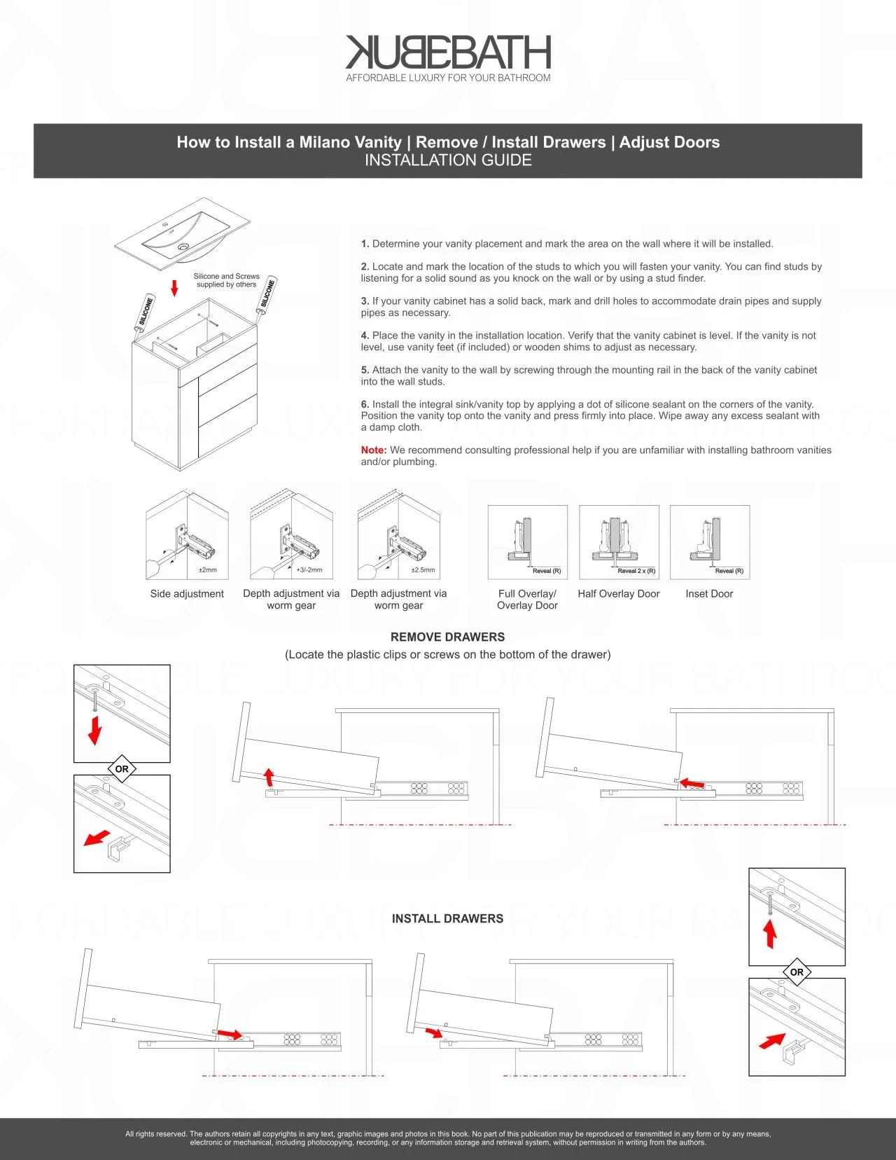 KFM48" High Gloss White , Floor Standing Modern Bathroom Vanity