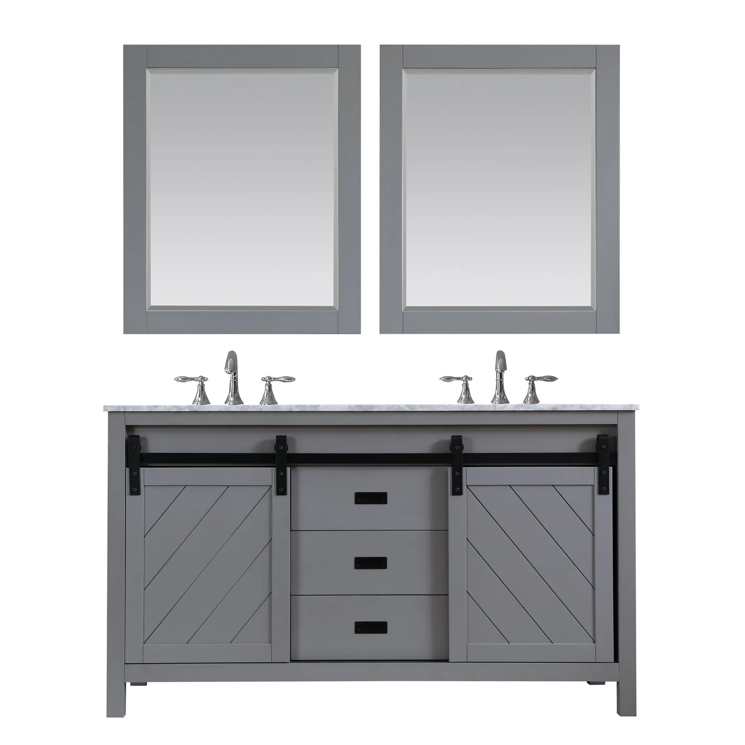 Kinsley 60" Double Bathroom Vanity Set with Carrara White Marble Countertop