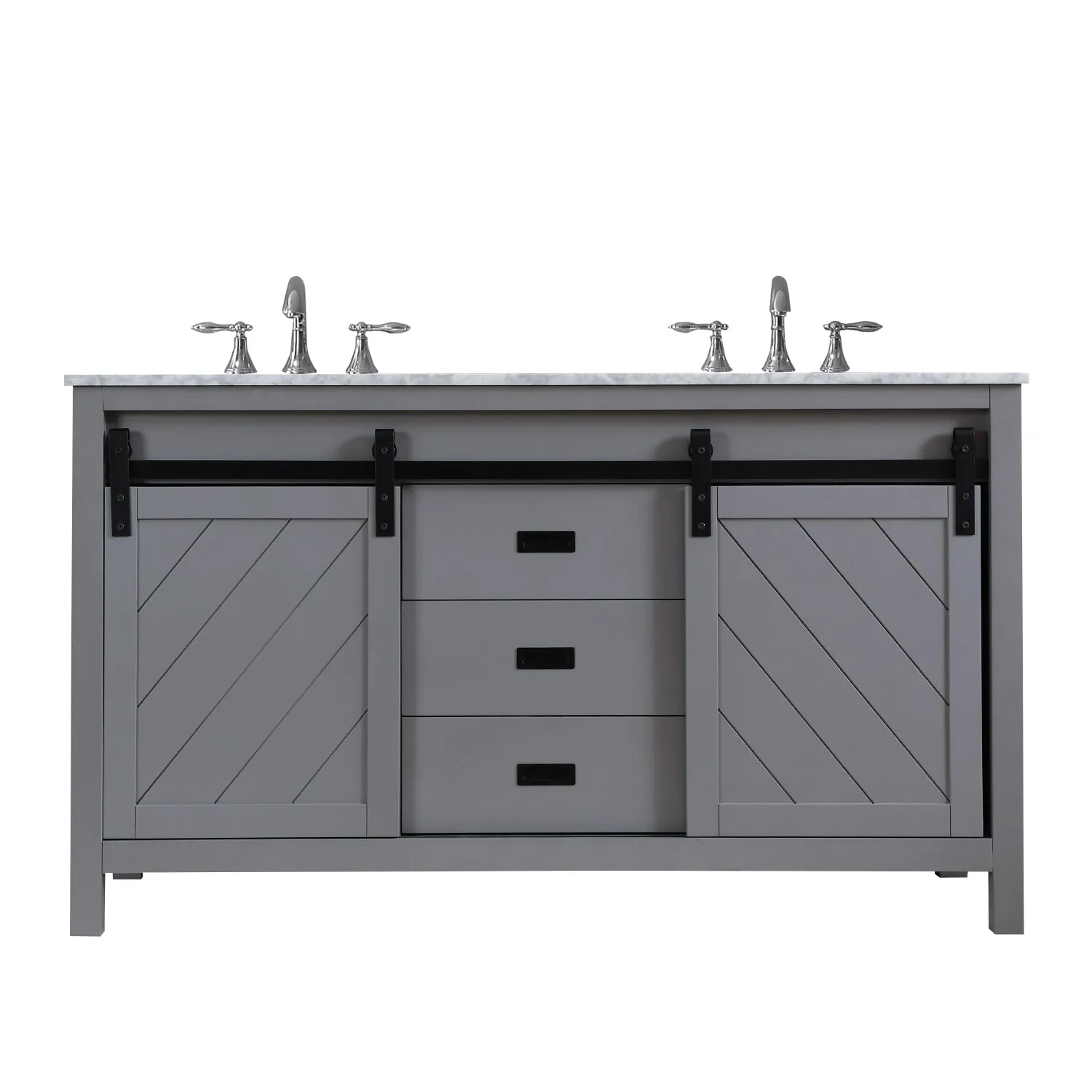 Kinsley 60" Double Bathroom Vanity Set with Carrara White Marble Countertop