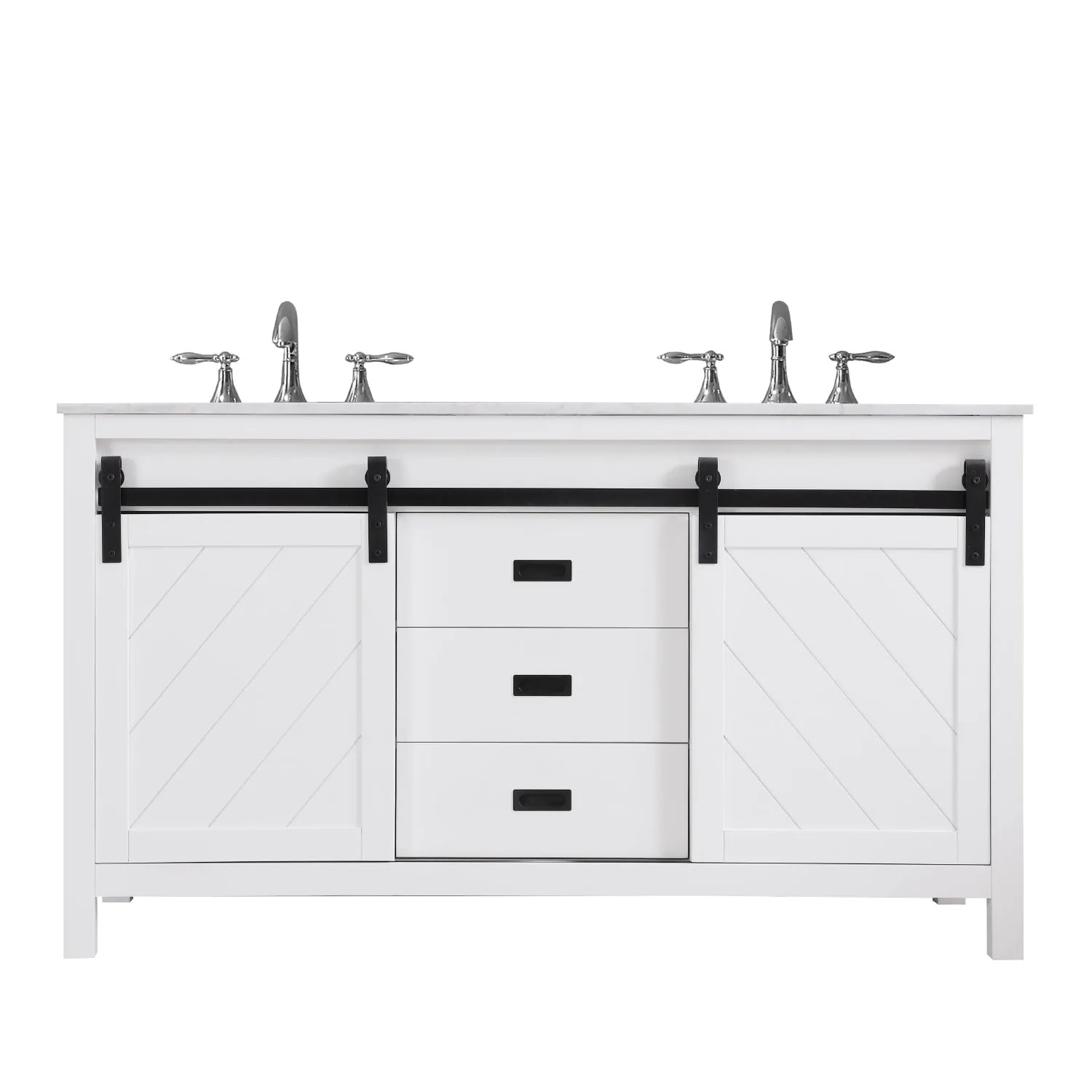 Kinsley 60" Double Bathroom Vanity Set with Carrara White Marble Countertop