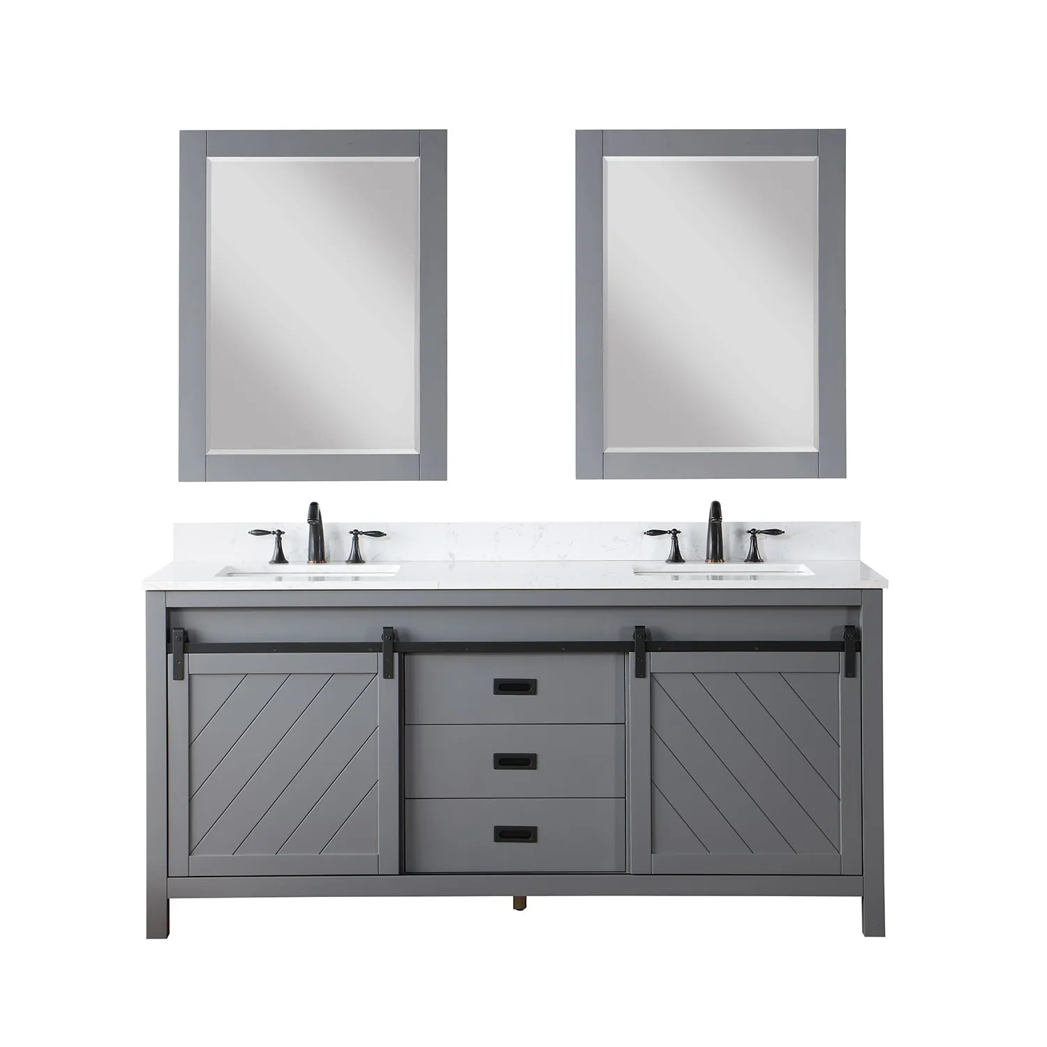 Kinsley 72" Double Bathroom Vanity Set with Aosta White Marble Countertop