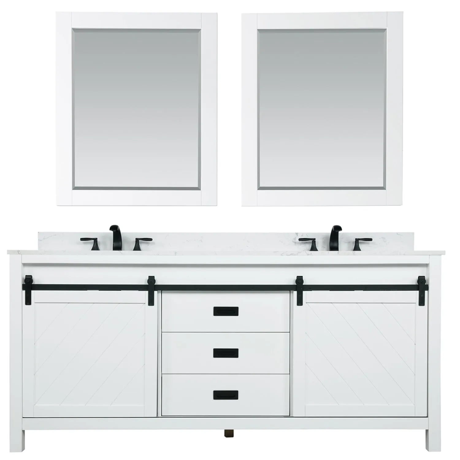 Kinsley 72" Double Bathroom Vanity Set with Aosta White Marble Countertop