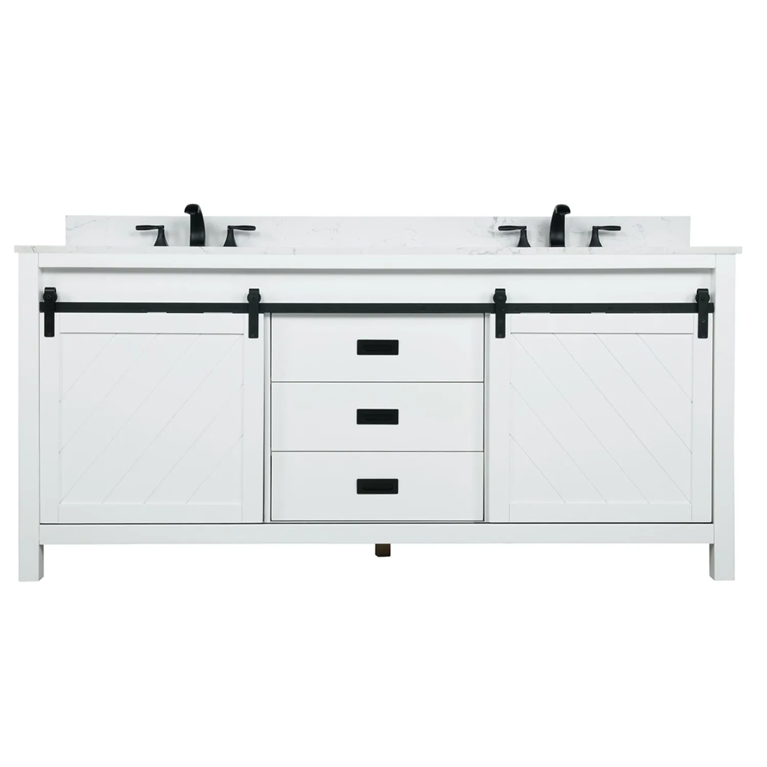 Kinsley 72" Double Bathroom Vanity Set with Aosta White Marble Countertop
