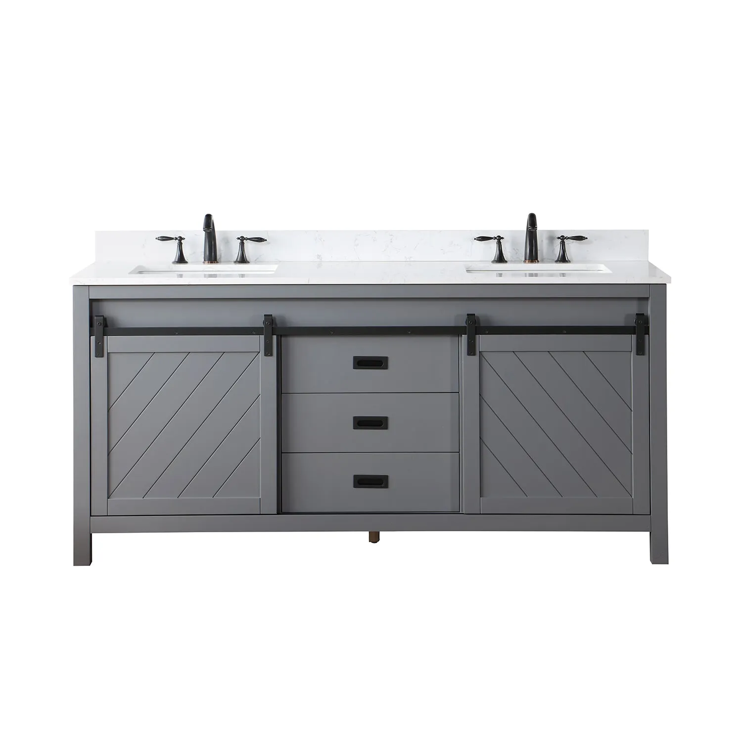 Kinsley 72" Double Bathroom Vanity Set with Aosta White Marble Countertop